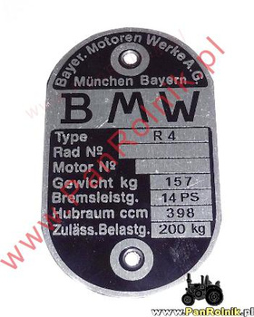 BMW R4 tabliczka znamionowa (typenschild)