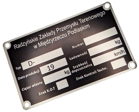 Międzyrzecz przyczepa rolnicza/ciężarowa tabliczka znamionowa