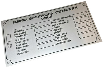 Żuk tabliczka znamionowa pusta nr.3
