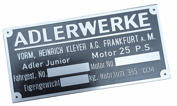 Adler Junior tabliczka zamionowa