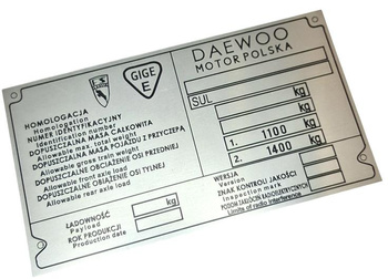 Żuk tabliczka znamionowa (około 1997 rok)