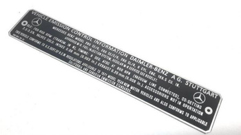 Mercedes-Benz 280 tabliczka emisyjna emisja USA