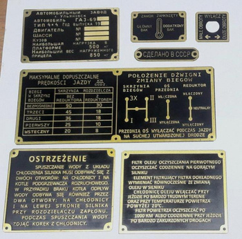 GAZ 69- tabliczki opisowe MOSIĄDZ J.Polski