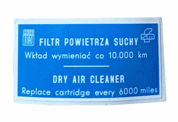 Polski Fiat 126p naklejka na filtr suchy powietrza