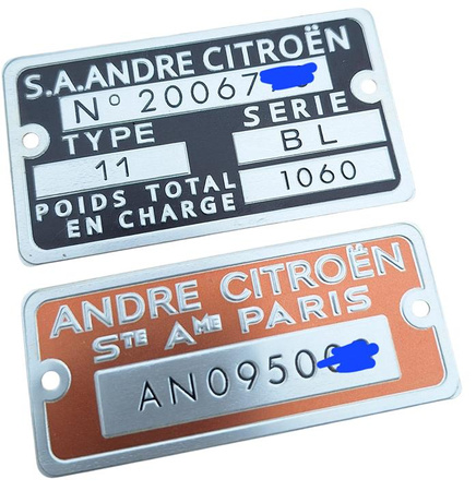 Citroen BL tabliczka znamionowa tłoczona