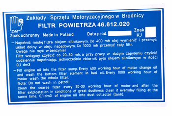 Ursus C 360 C360 3P naklejka na filtr powietrza
