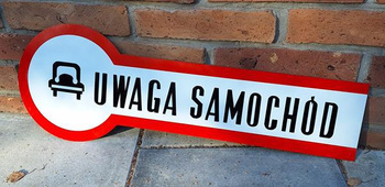 Uwaga Samochód tablica metalowa 70 cm x 25 cm
