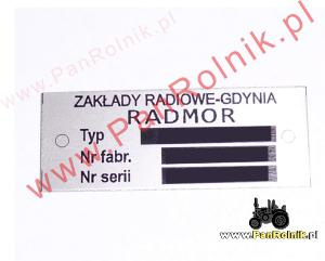 Radmor nr.2 (Zakłady Radiowe Gdynia) tabliczka znamionowa na radiostację MIlicja Straż