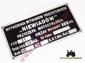 Niewiadów Typ 31 przyczepa motocyklowa tabliczka znamionowa