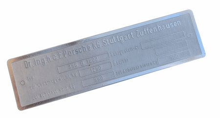 Porsche 356 B 1600 tabliczka znamionowa