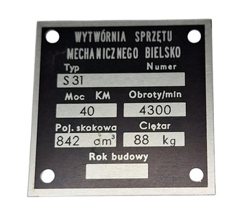 Syrena FSM tabliczka na blok silnika