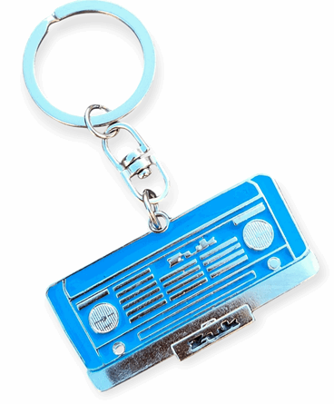 Żuk maska niebieska breloczek brelok napis zawieszka