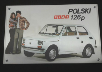 Polski Fiat 126 biały tablica PRL