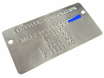 Jeep Wrangler, Cheeroke tabliczka znamionowa tłoczona