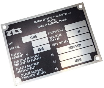 ZTS 12145 tabliczka znamionowa