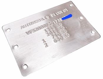 Peugeot 406 tabliczka znamionowa tłoczona