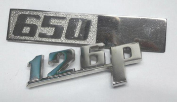 Polski Fiat 126 p znaczki emblemat na klapę komplet metalowe