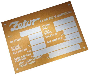 Zetor  (ciągnik) tabliczka opisowa znamionowa Brązowa czeska