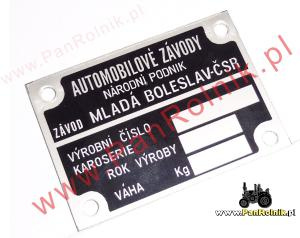 Skoda karoseria tabliczka znamionowa