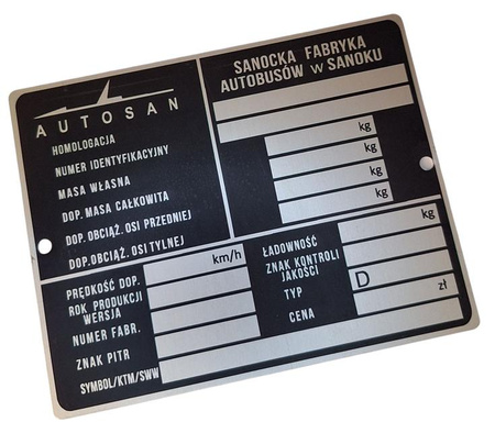 Autosan D 732 (przyczepa) tabliczka znamionowa