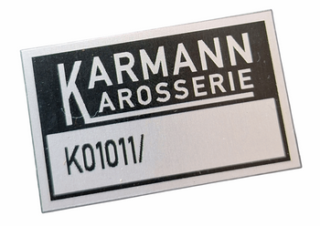 Volkswagen Typ 1/14  tabliczka znamionowa Karmann Karosserie