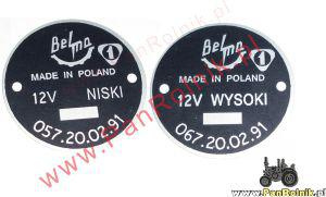 Belma 12 Volt kolor czarny Wysokie Niskie tabliczki 2 szt.