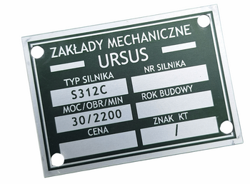 Ursus C 330 (traktor) tabliczka znamionowa silnika S-312 C silnik