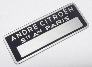 Citroen 2CV tabliczka znamionowa na ramę
