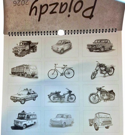 Pojazdy PRLu 2026 kalendarz ścienny na spirali