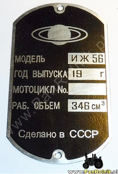 IŻ ИЖ ISH 56 tabliczka znamionowa