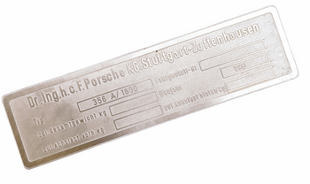 Porsche 356 A/1600 tabliczka znamionowa