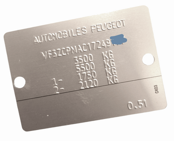 Peugeot Boxer tabliczka znamionowa tłoczona