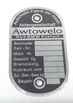 BMW AWTOWELO tabliczka znamionowa