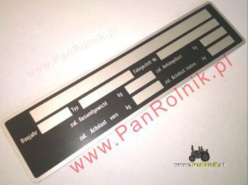 Niemiecka przyczepa tabliczka znamionowa pusta