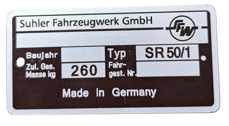 SIMSON SR50/1 SR 50/1 tabliczka znamionowa