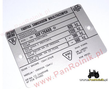 Polski Fiat 126p (wersja 126A1/) tabliczka znamionowa 1989-1991