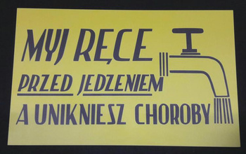 Myj ręce przed jedzeniem- tablica PRL