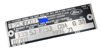Ford F250 F 250  tabliczka znamionowa tłoczona