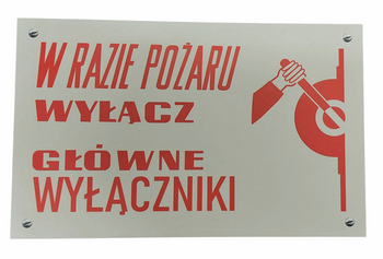 W razie pożaru wyłącz... Tablica PRL