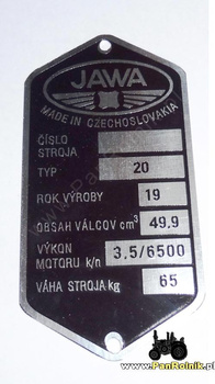 Jawa 50 typ 20  Kaczka tabliczka znaminowa wersja