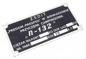 Niewiadów Predom-Prespol N-132 tabliczka znamionowa