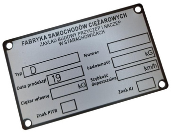 FSC D3, D-3 Starachowice przyczepa rolnicza tabliczka znamionowa