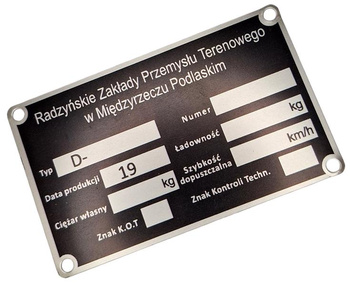 Międzyrzecz przyczepa rolnicza/ciężarowa tabliczka znamionowa
