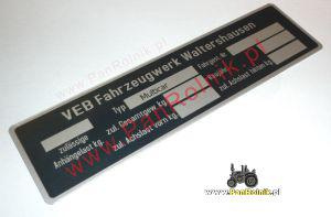 Multicar 22 24 25 M2510 tabliczka znamionowa