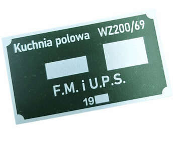 Kuchnia polowa WZ200/69 tabliczka znamionowa