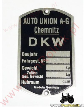 DKW (Chemnitz) uniwersalna tabliczka znamionowa nr. 2