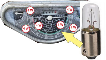Ursus 4011, Zetor 4011 żarówki do kontrolek licznika (licznik)