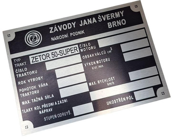 Zetor Super 50 tabliczka znamionowa