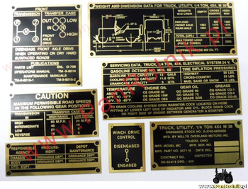 Jeep Willys M38 tabliczki znamionowe zestaw