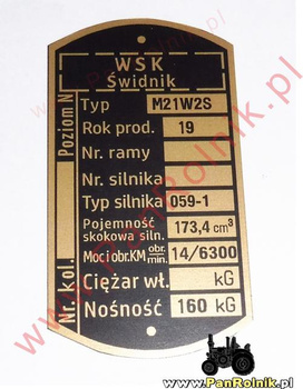WSK 175 M21W2S1/S2 (silnik 059-1) tabliczka znamionowa
